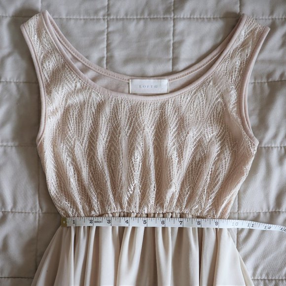 Cream Empire Waist Chiffon and Lace Sleeveless Long Flowy Dress - Picture 4 of 9